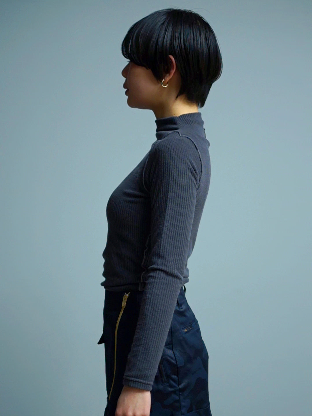 Lodi Ribbed Bottleneck Pullover | WOMEN / CHARCOAL
