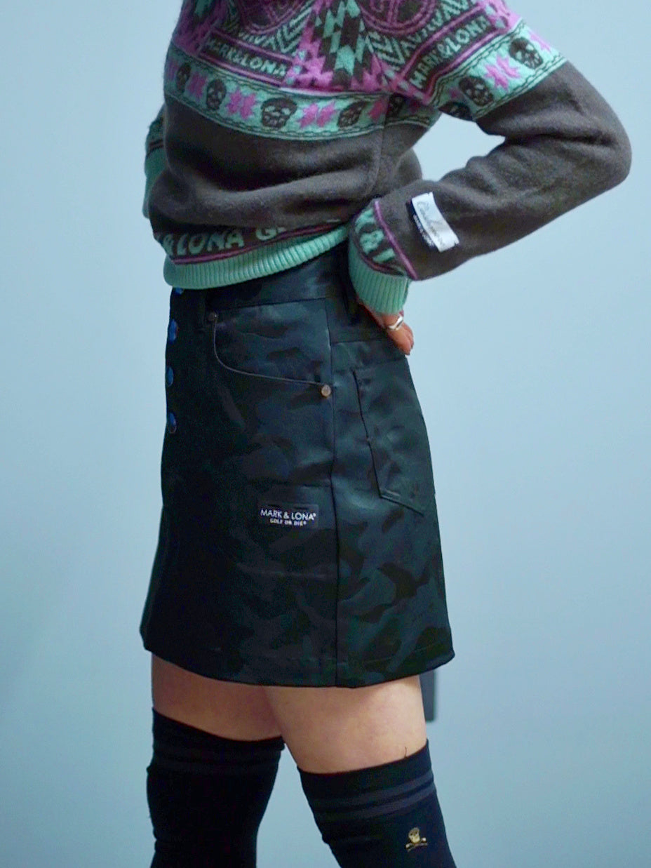 Gauge Jacquard Camo Skirt | WOMEN / BLACK