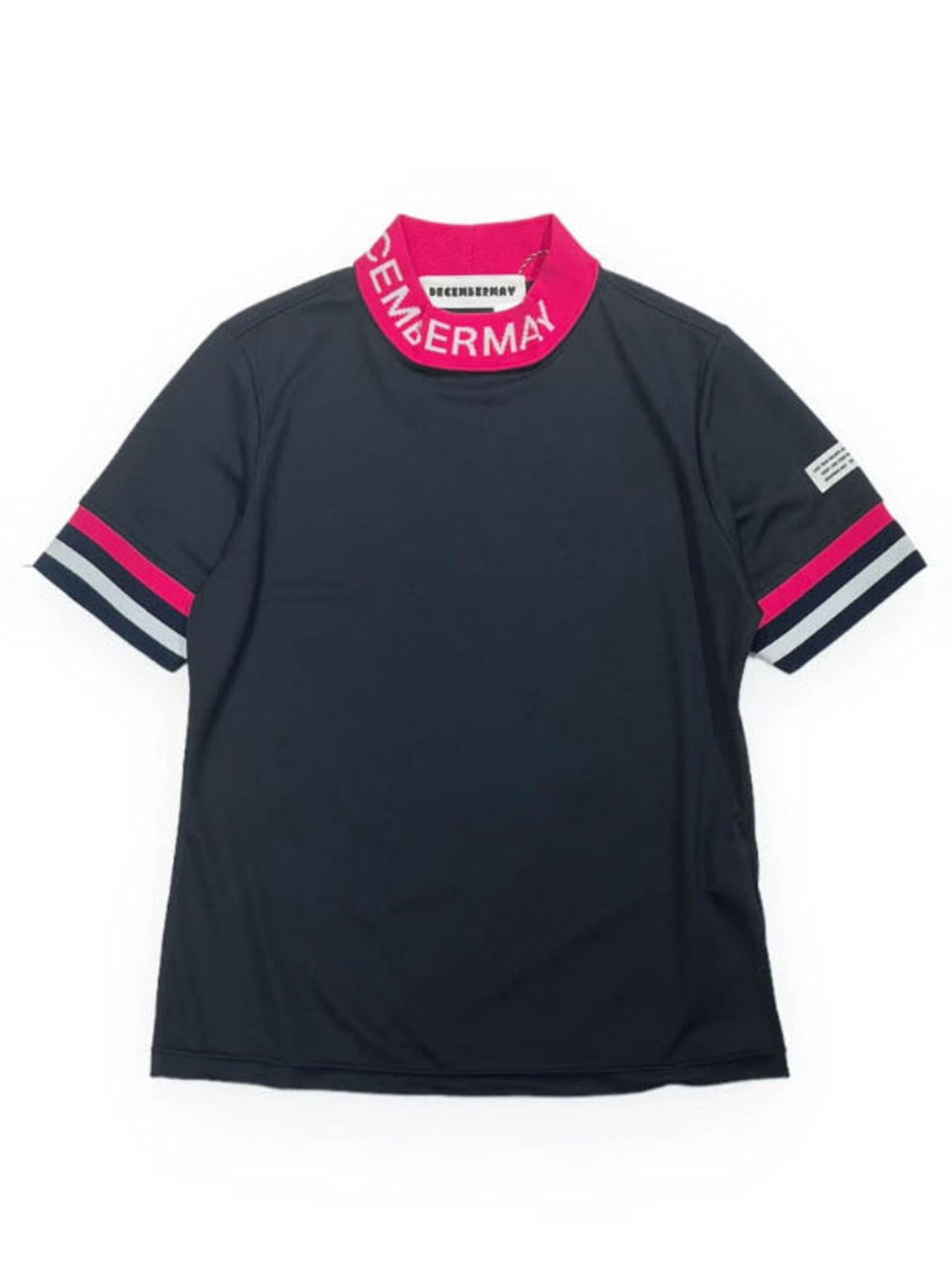DECEMBER MAY) Comfortable Highneck Shirt / WOMEN / NAVY.PINK