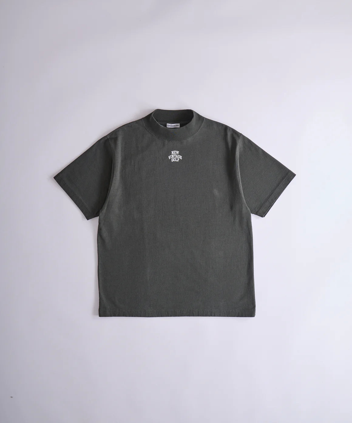 Embroidery Logo Mock Neck T-Shirt / D.GREEN
