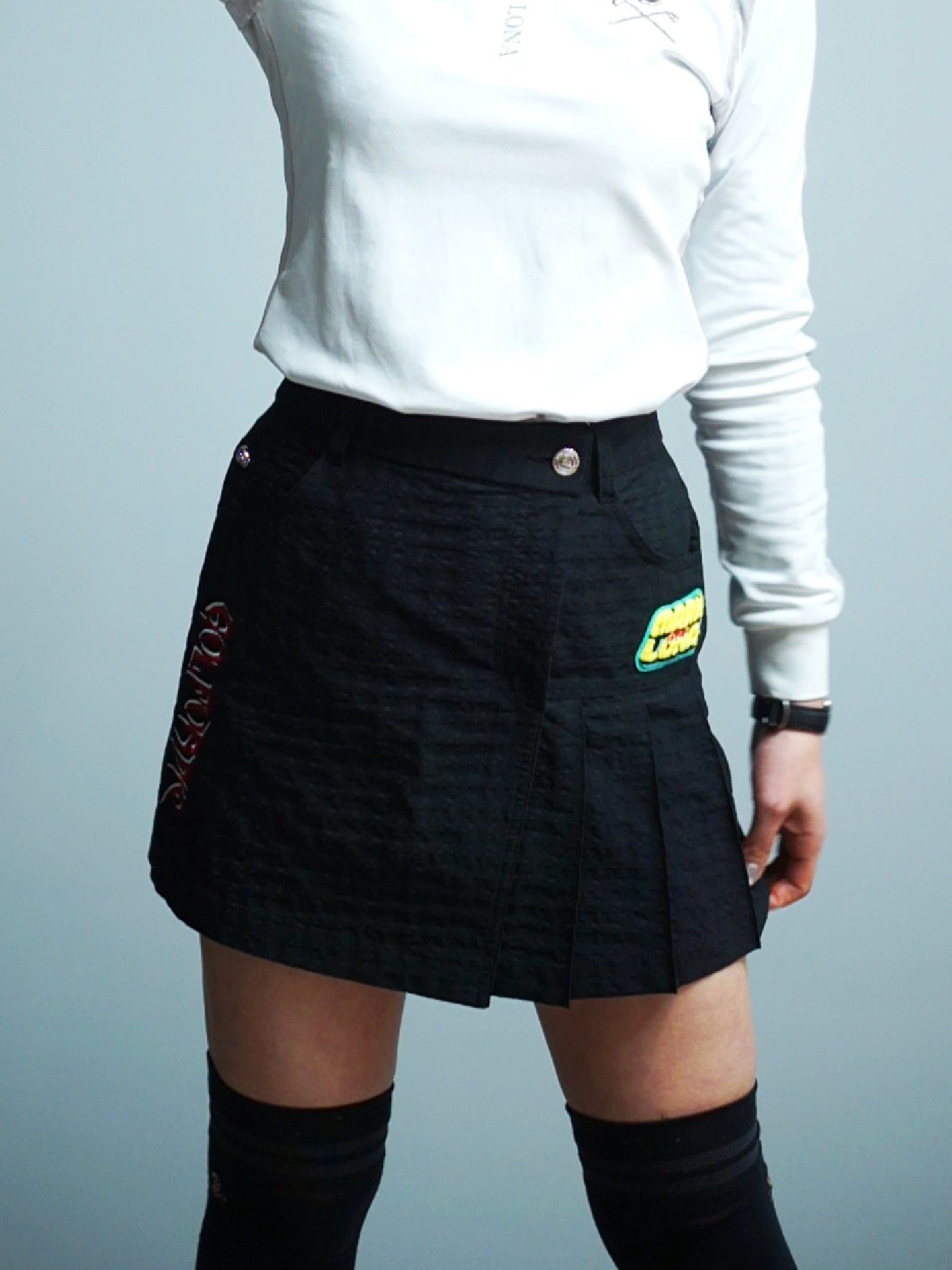 Slash Asym Pattern Skirt | WOMEN / BLACK