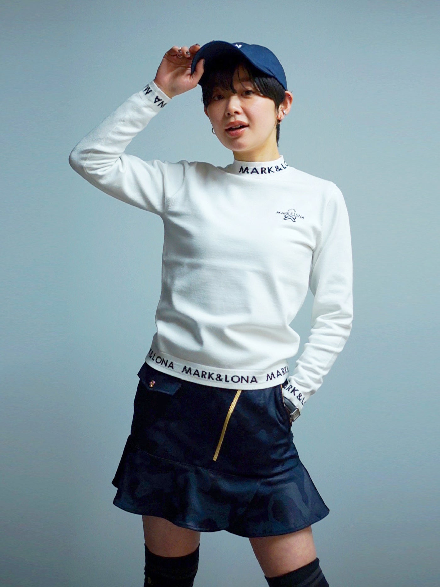 Gauge Zip Skirt | WOMEN / NAVY