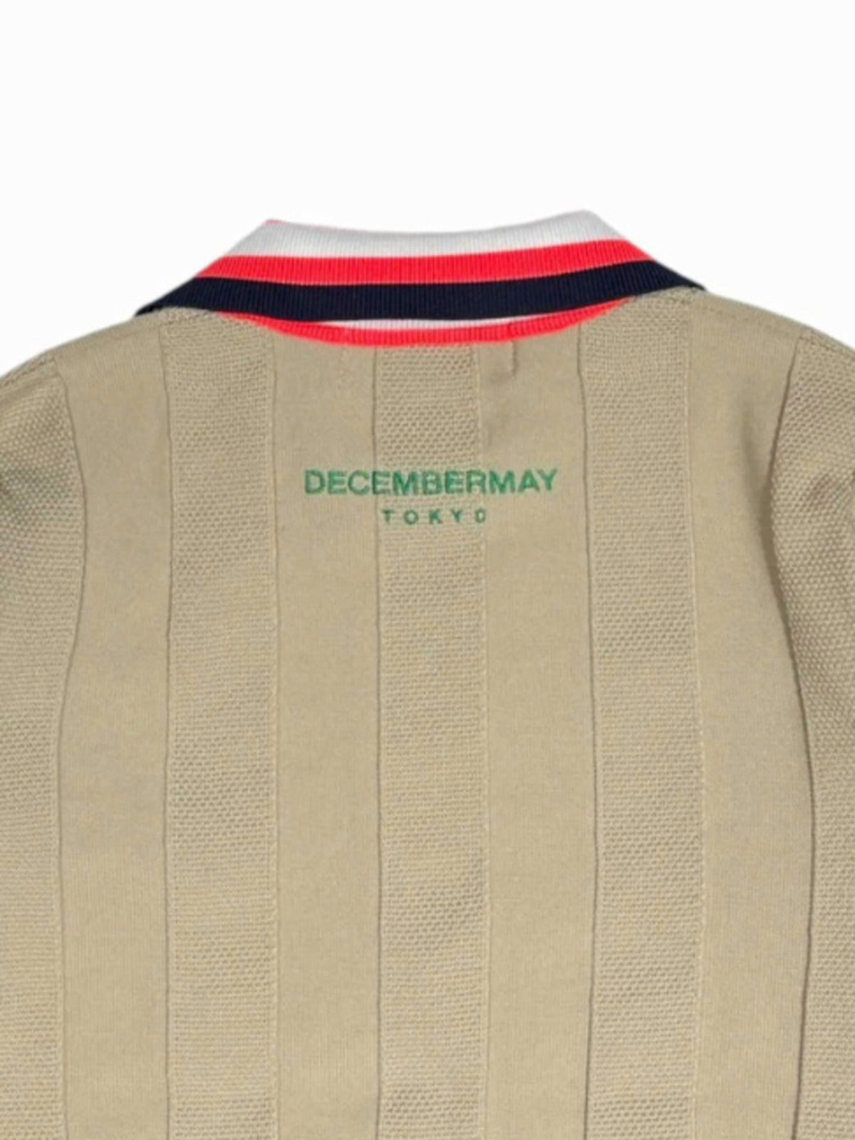 (DECEMBER MAY) Calm stripe knit polo / WOMEN / BEIGE