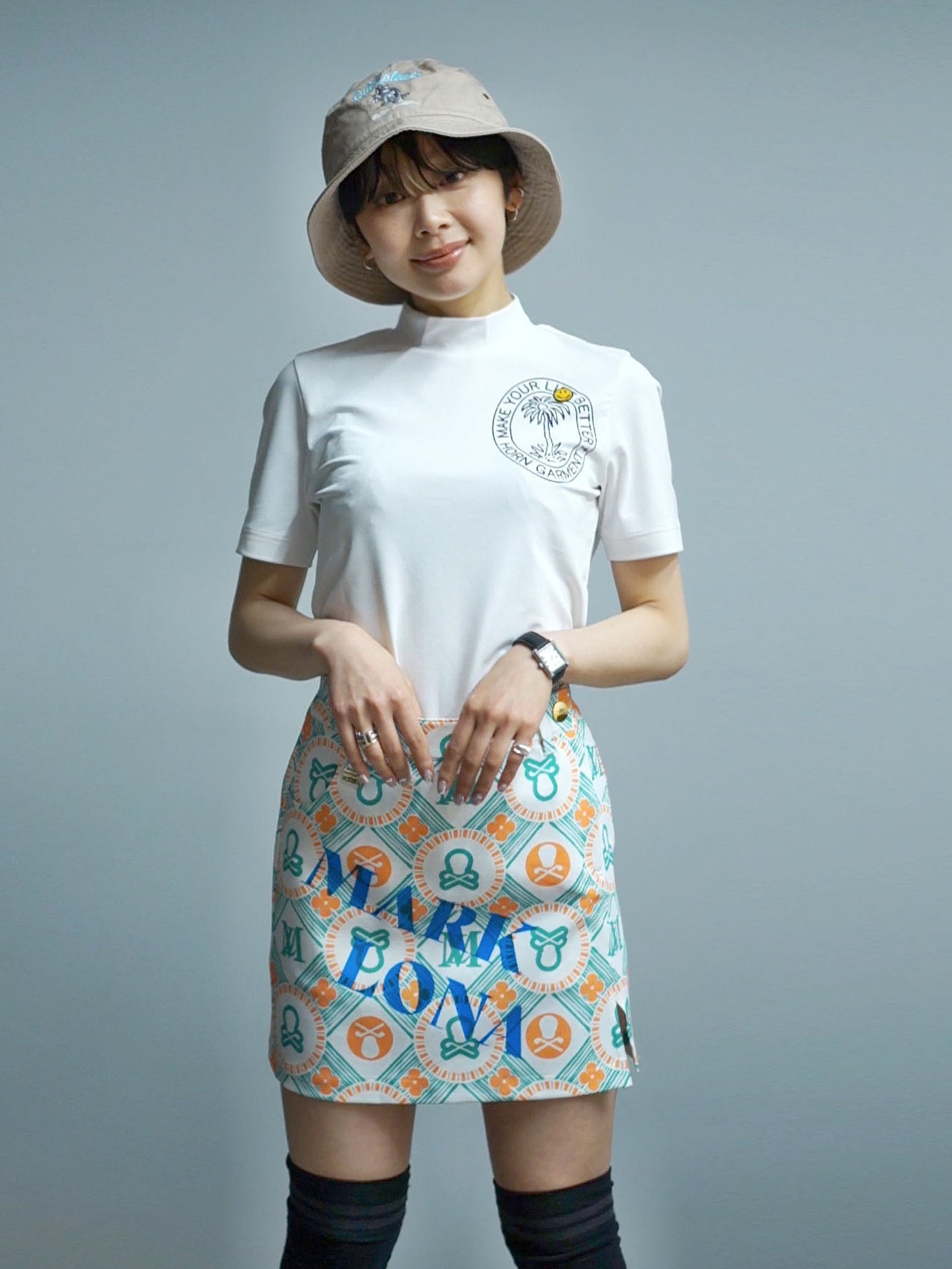 Aura Monogram Trapeze Skirt | WOMEN / GREEN