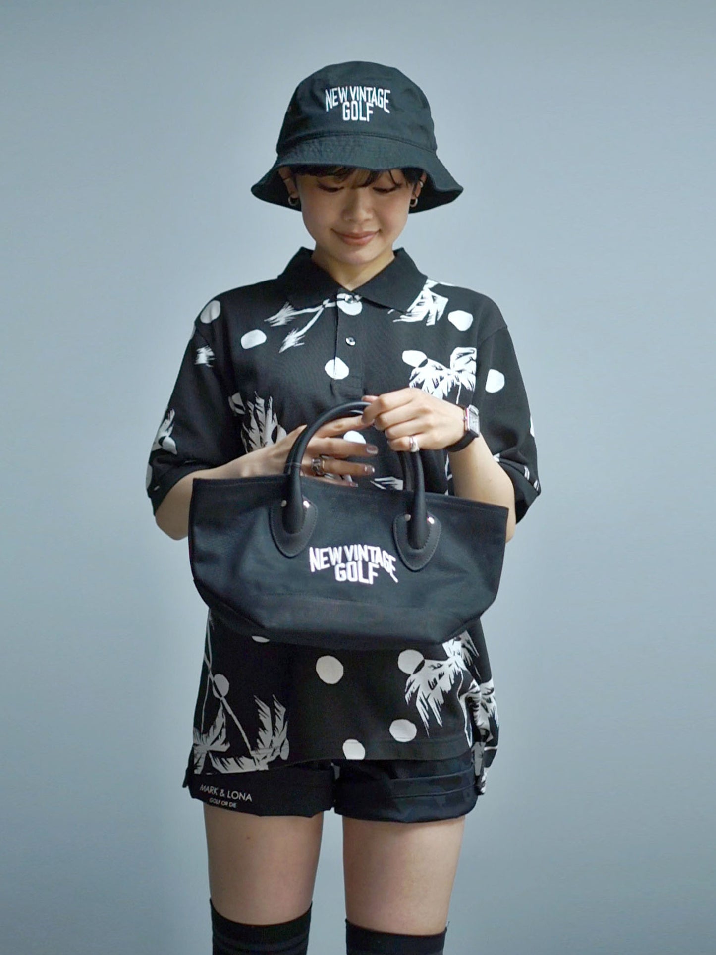 NVG×SUNSURF Moon Palm Tree Polo (BLACK)