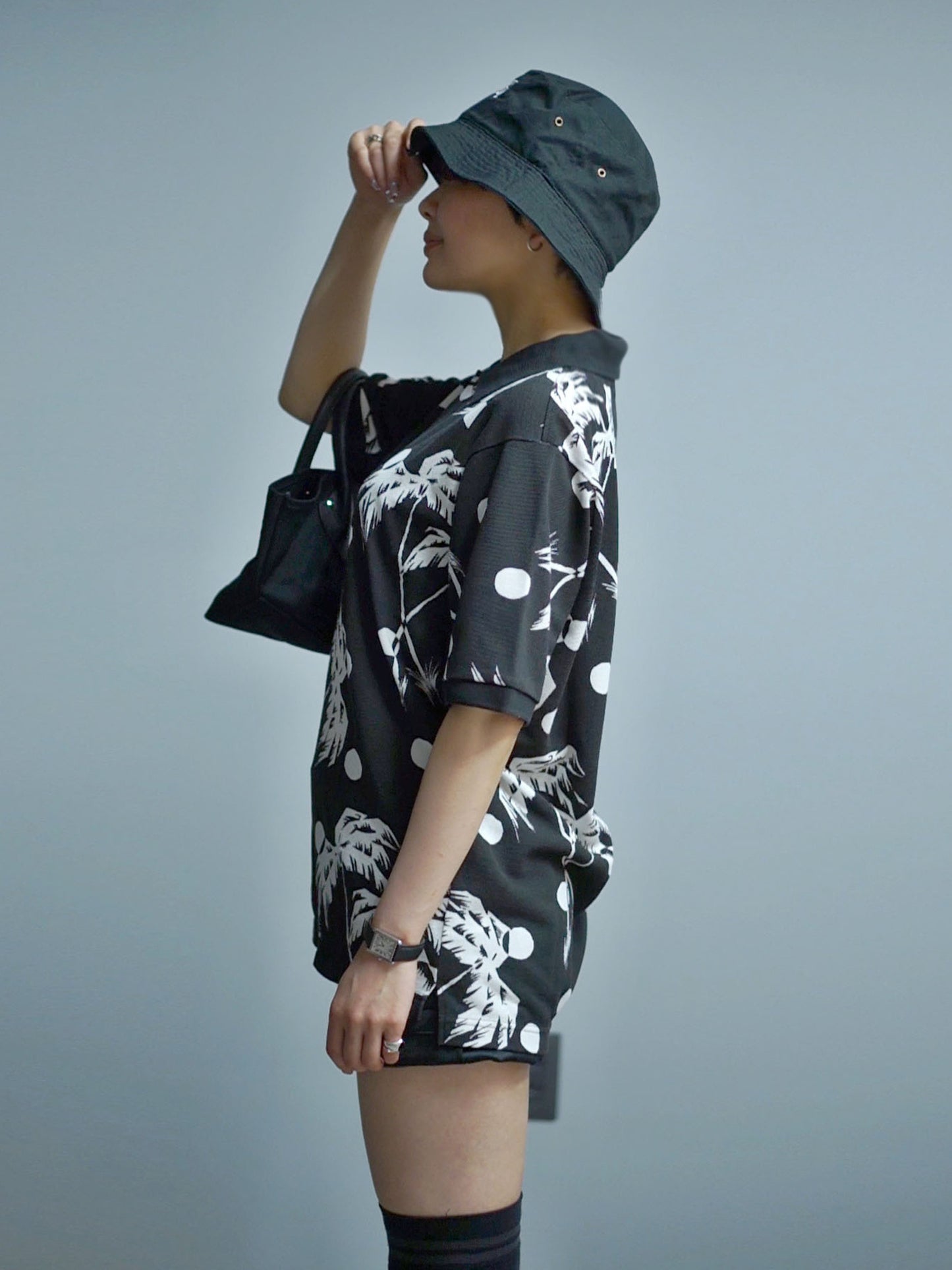 NVG×SUNSURF Moon Palm Tree Polo (BLACK)