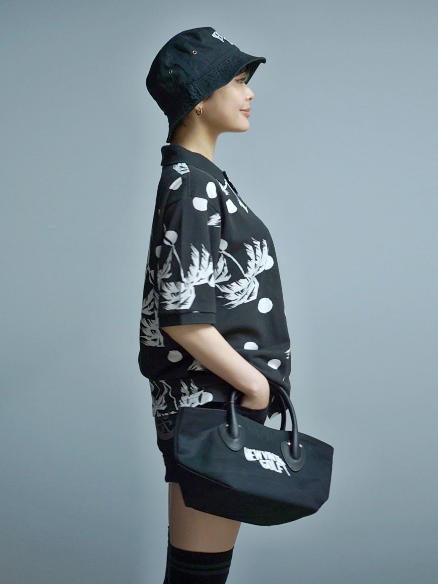 NVG×SUNSURF Moon Palm Tree Polo (BLACK)
