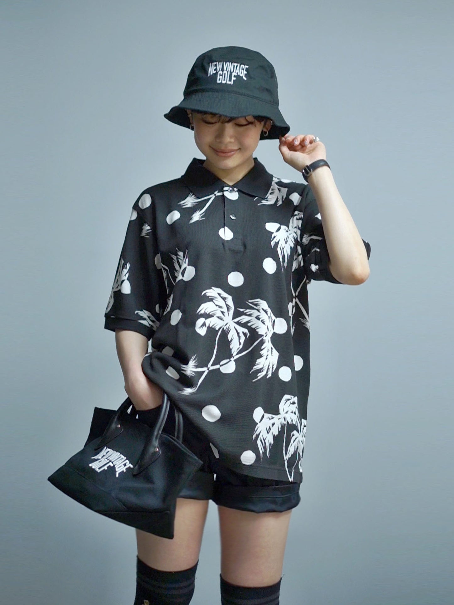 NVG×SUNSURF Moon Palm Tree Polo (BLACK)