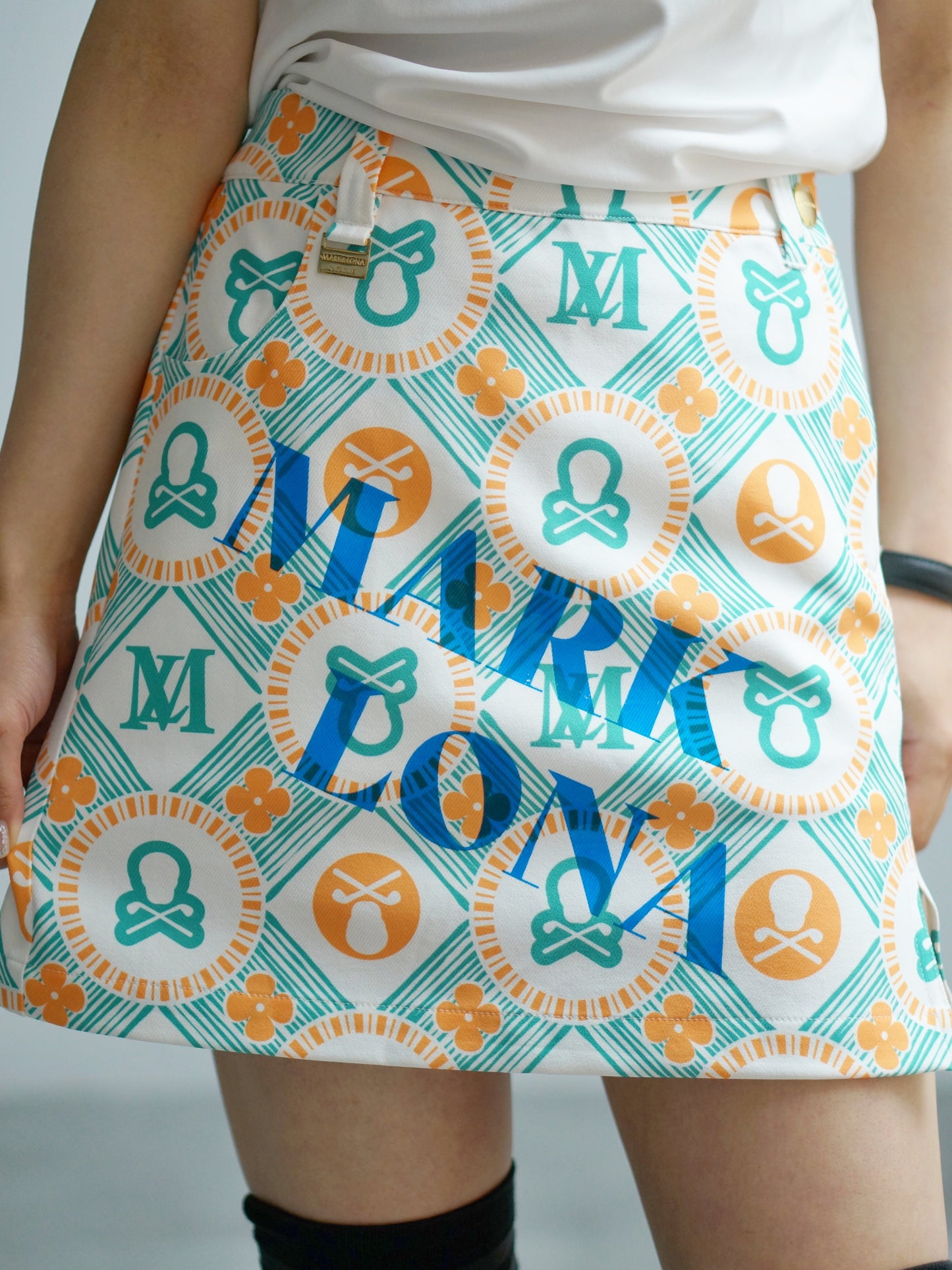 Aura Monogram Trapeze Skirt | WOMEN / GREEN