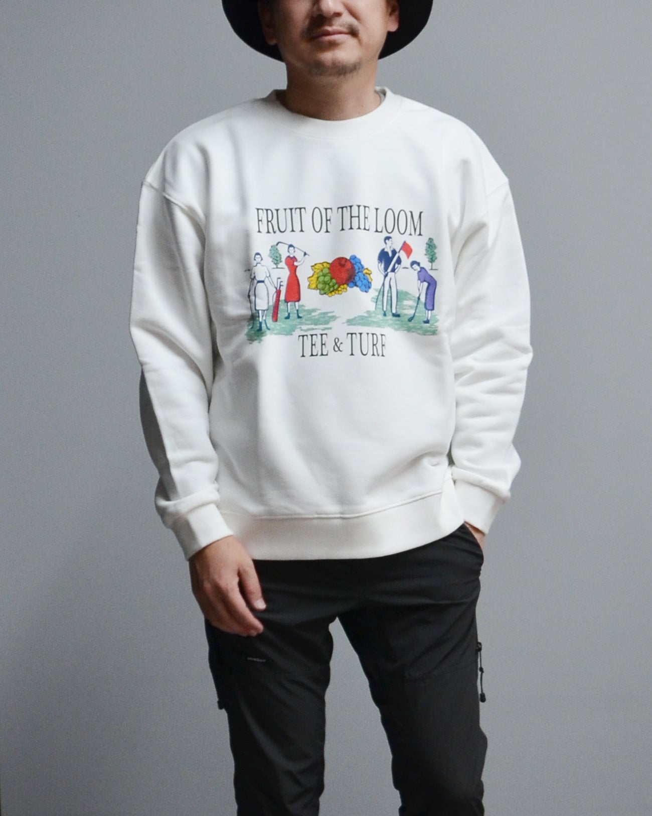 FRUIT OF THE LOOM Print Crew Sweat / WHITE