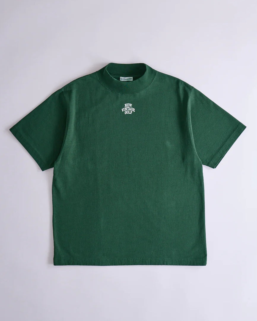 Embroidery Logo Mock Neck T-Shirt / D.GREEN