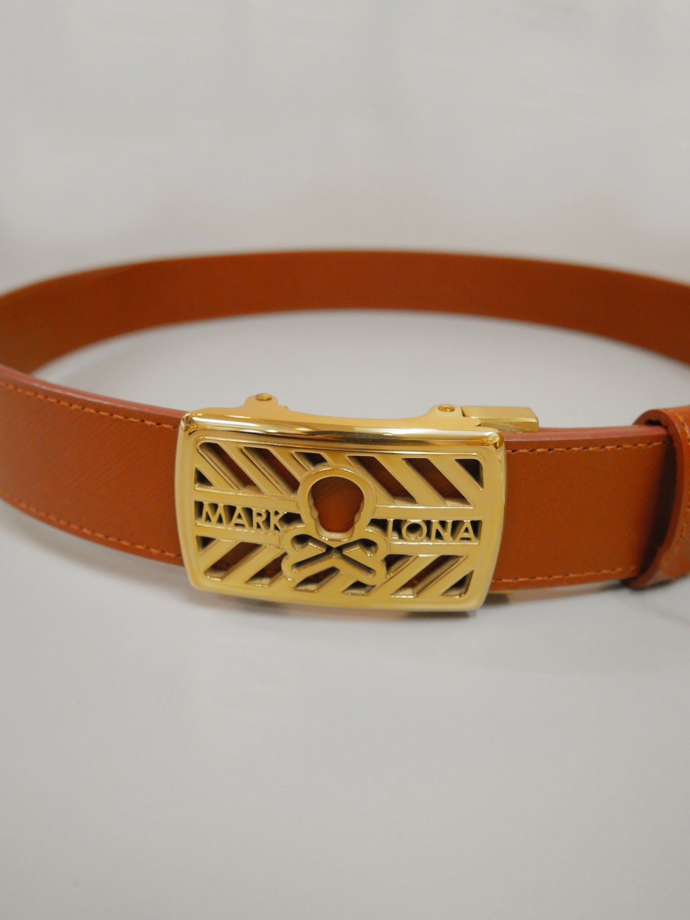 Hollow Skull Adjust Leather Belt | MEN and WOMEN / BROWN