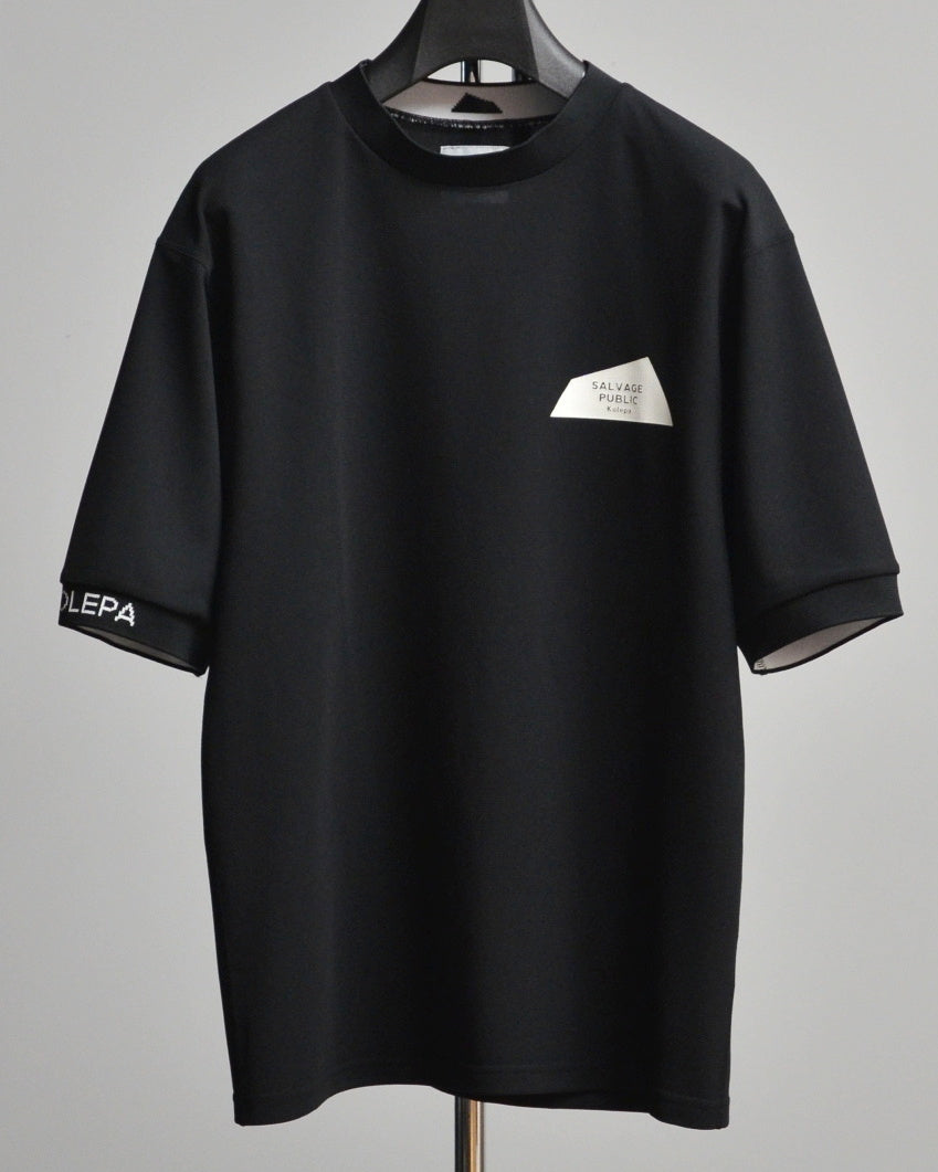 Mālama Recycle Pique Mockneck Shortsleeve(DH print) / BLACK