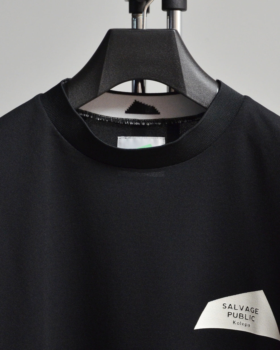 Mālama Recycle Pique Mockneck Shortsleeve(DH print) / BLACK