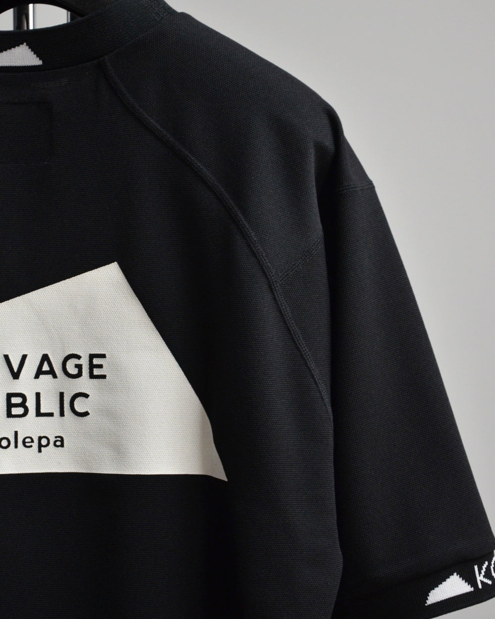 Mālama Recycle Pique Mockneck Shortsleeve(DH print) / BLACK
