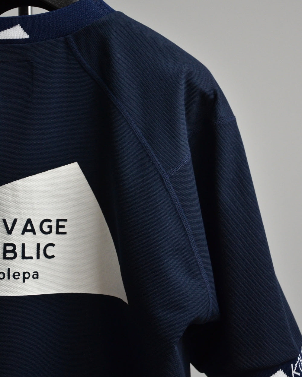 Mālama Recycle Pique Mockneck Shortsleeve(DH print) / NAVY