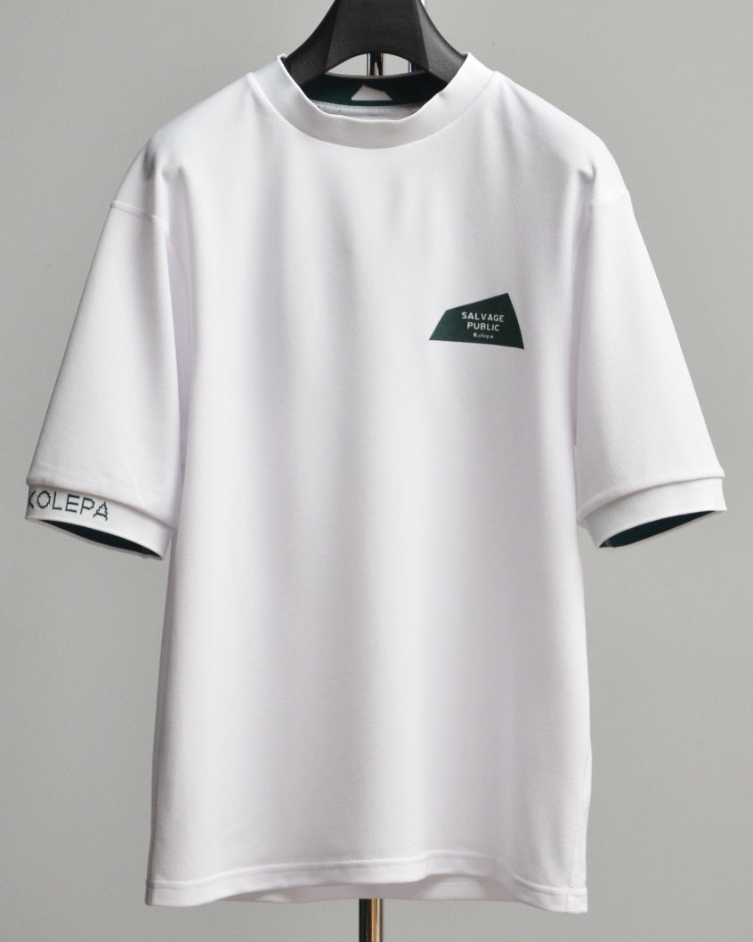 Mālama Recycle Pique Mockneck Shortsleeve(DH print) / WHITE