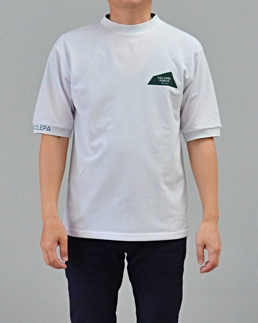 Mālama Recycle Pique Mockneck Shortsleeve(DH print) / WHITE