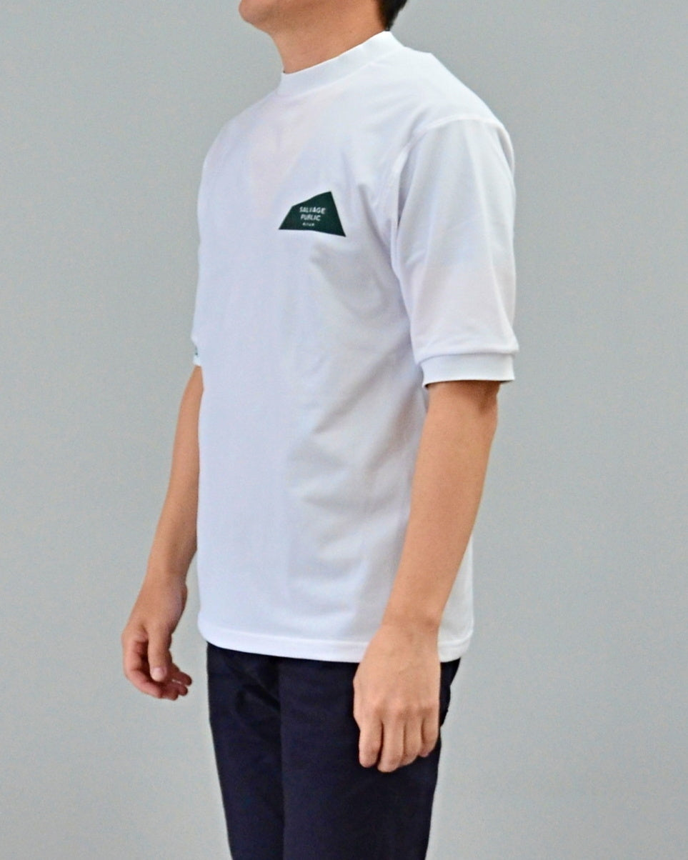 Mālama Recycle Pique Mockneck Shortsleeve(DH print) / WHITE