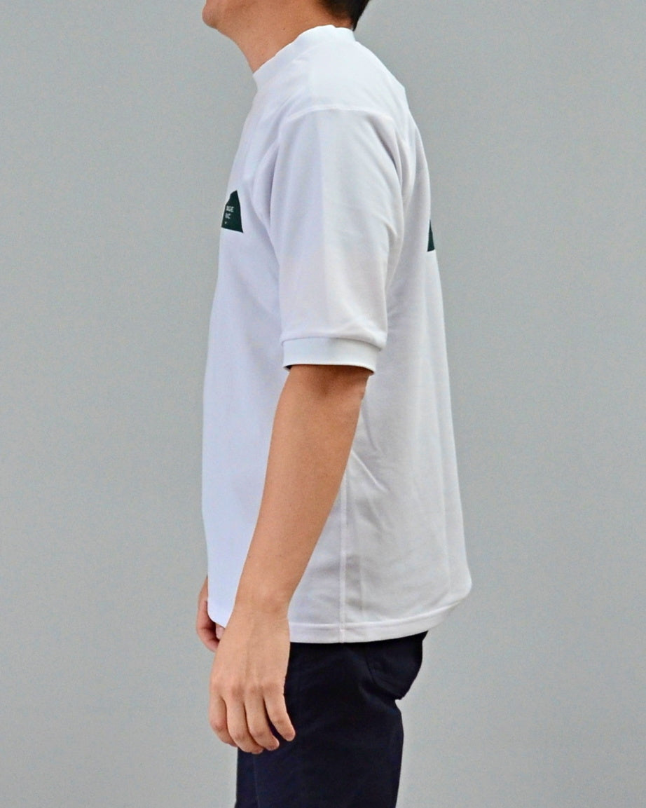 Mālama Recycle Pique Mockneck Shortsleeve(DH print) / WHITE
