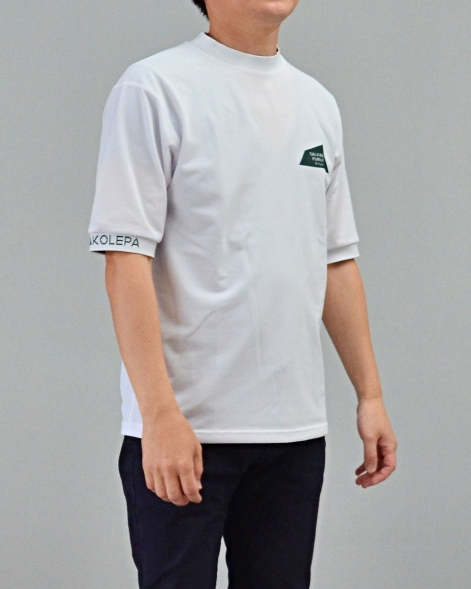 Mālama Recycle Pique Mockneck Shortsleeve(DH print) / WHITE