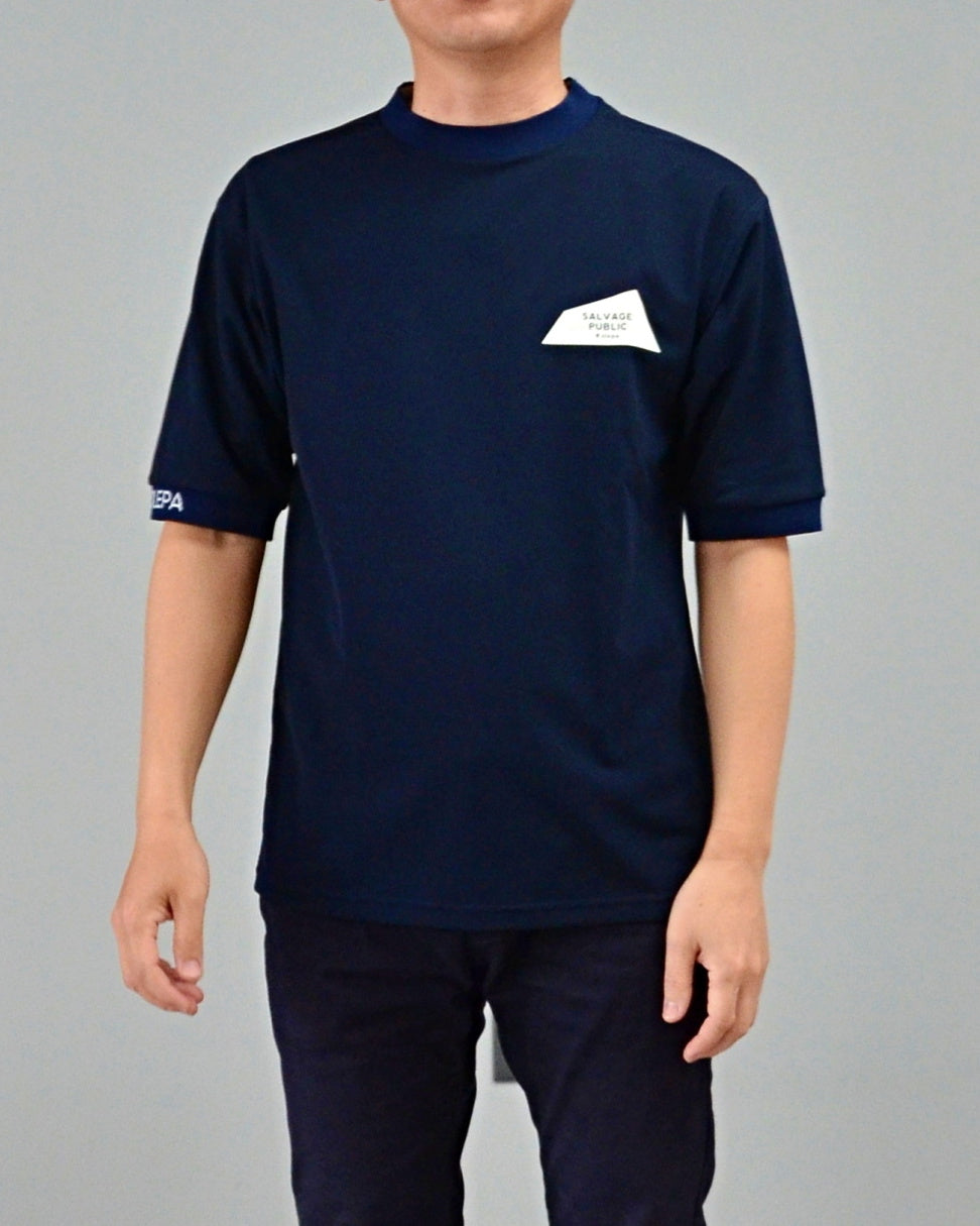 Mālama Recycle Pique Mockneck Shortsleeve(DH print) / NAVY