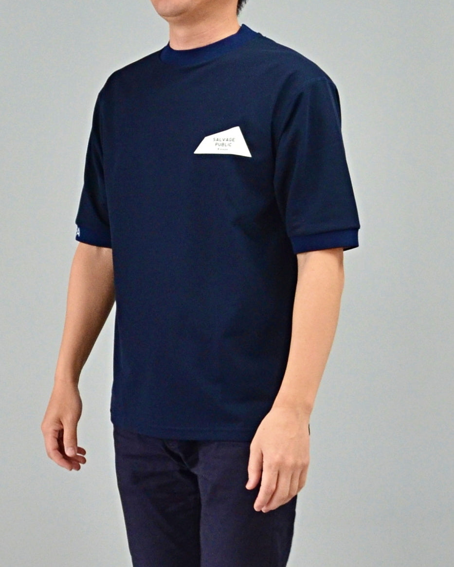 Mālama Recycle Pique Mockneck Shortsleeve(DH print) / NAVY