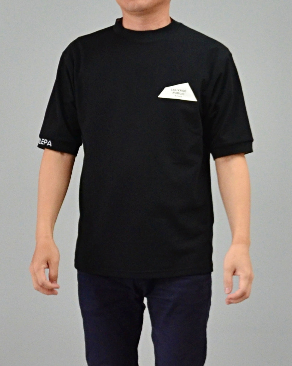 Mālama Recycle Pique Mockneck Shortsleeve(DH print) / BLACK