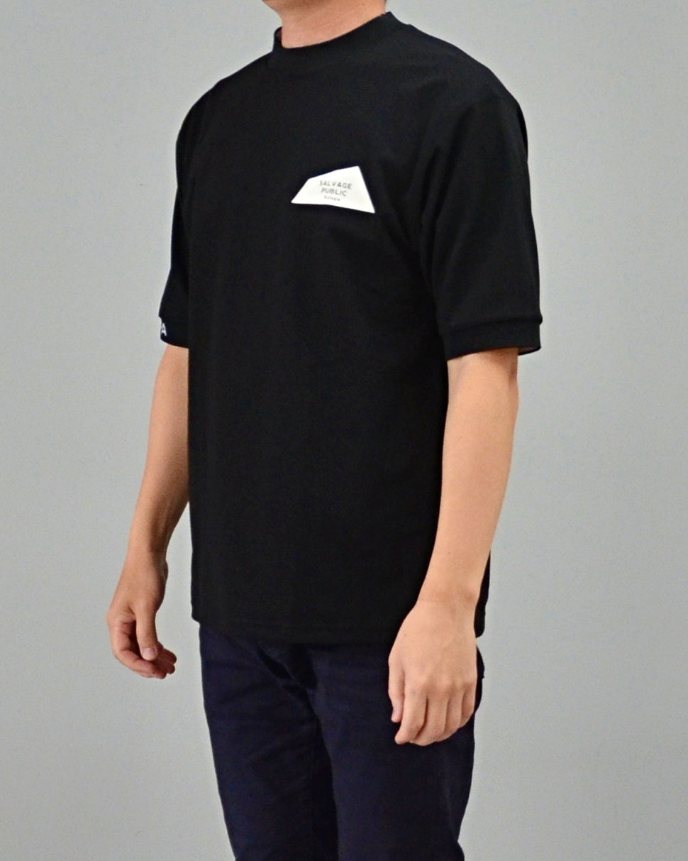 Mālama Recycle Pique Mockneck Shortsleeve(DH print) / BLACK
