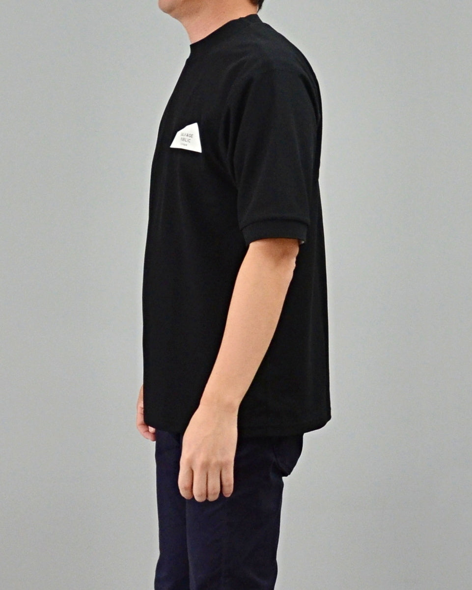 Mālama Recycle Pique Mockneck Shortsleeve(DH print) / BLACK