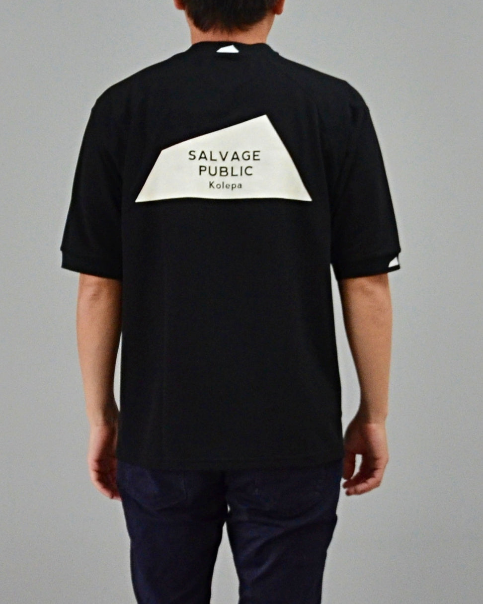 Mālama Recycle Pique Mockneck Shortsleeve(DH print) / BLACK