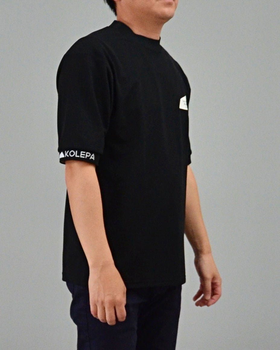 Mālama Recycle Pique Mockneck Shortsleeve(DH print) / BLACK
