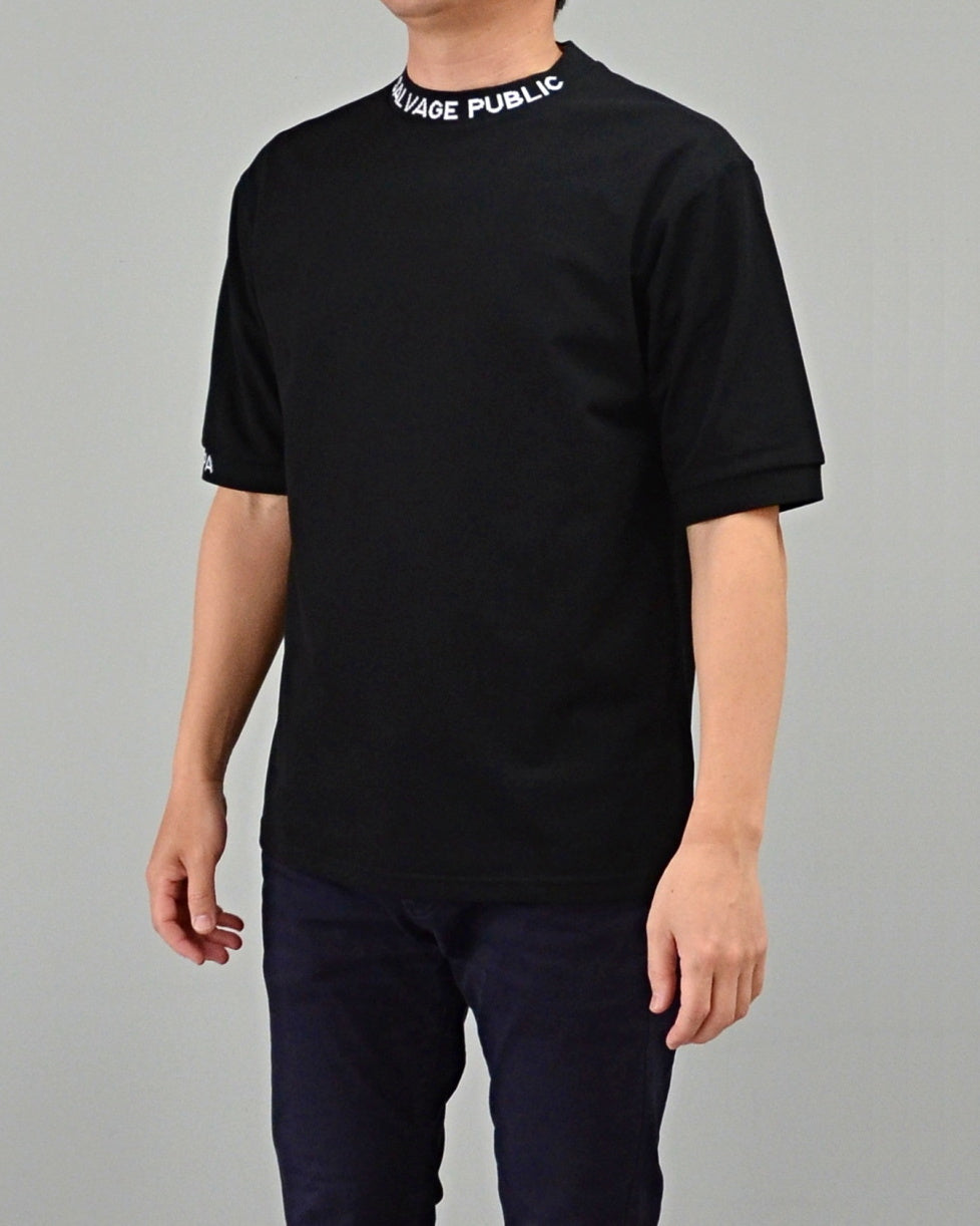 Mālama Recycle Pique Mockneck Shortsleeve / BLACK