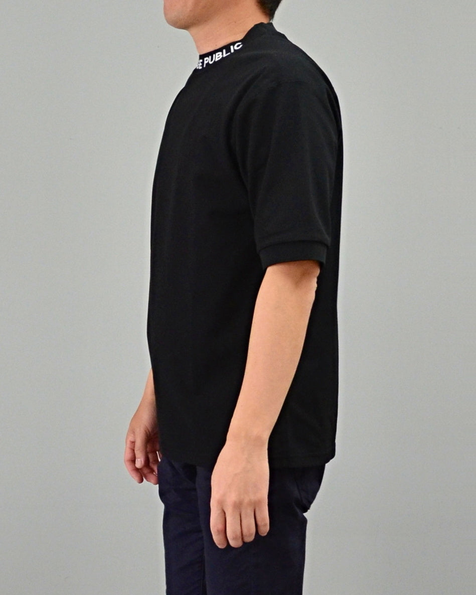 Mālama Recycle Pique Mockneck Shortsleeve / BLACK