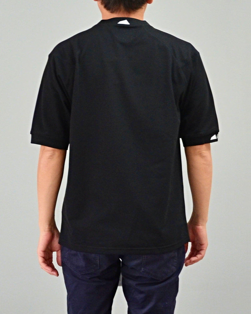 Mālama Recycle Pique Mockneck Shortsleeve / BLACK