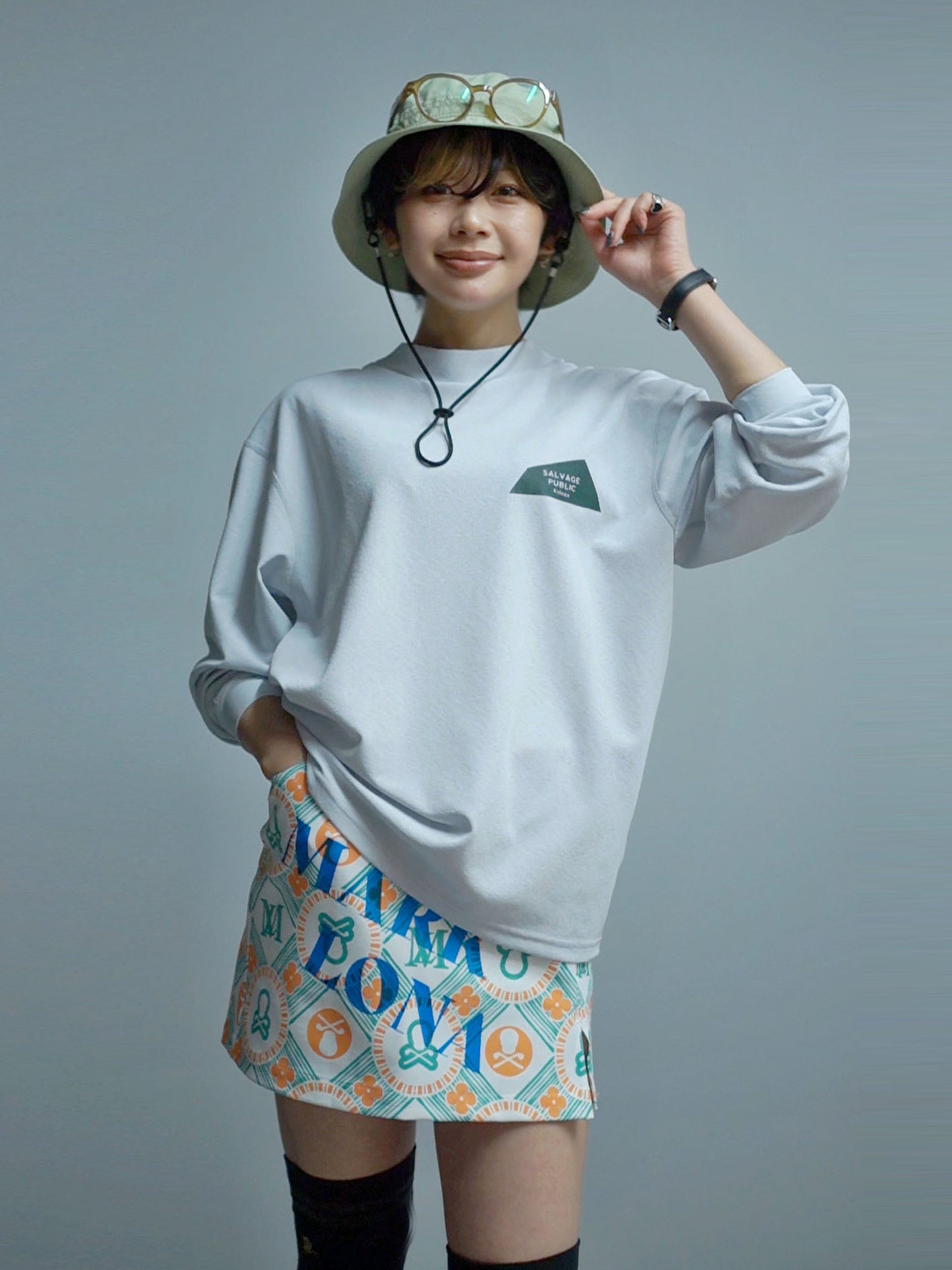 ［サルベージパブリックコレパ］マロオモックネック L/S  / Ice Grey