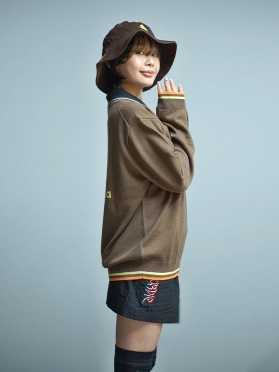 Quadro Silky Wool Sweater | MEN / BROWN