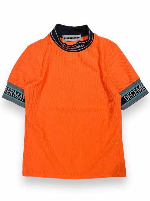 (DECEMBER MAY) Coolness Mesh mockneck / WOMEN  / ORANGE