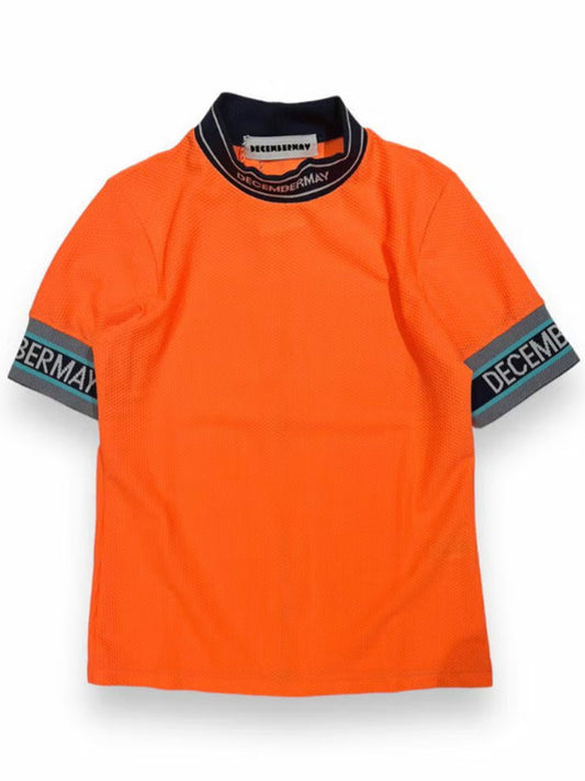 (DECEMBER MAY) Coolness Mesh mockneck / WOMEN  / ORANGE