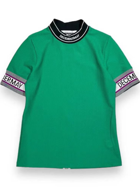 (DECEMBER MAY) Coolness Mesh mockneck / WOMEN  / GREEN