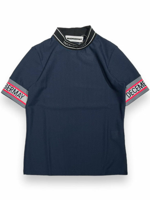 (DECEMBER MAY) Coolness Mesh mockneck / WOMEN  / NAVY