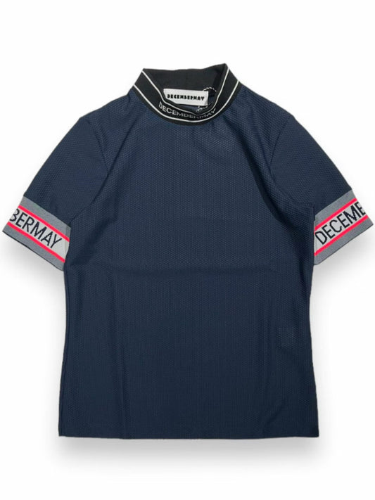 (DECEMBER MAY) Coolness Mesh mockneck / WOMEN  / NAVY