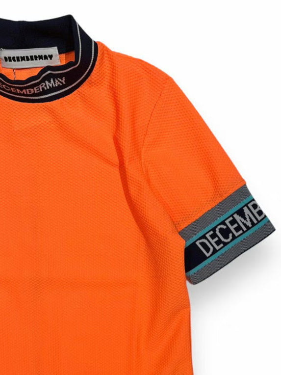 (DECEMBER MAY) Coolness Mesh mockneck / WOMEN  / ORANGE