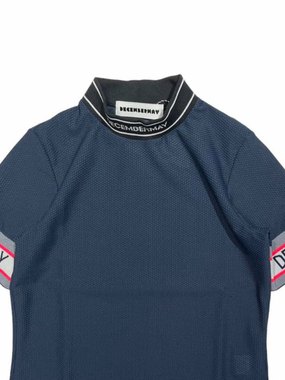(DECEMBER MAY) Coolness Mesh mockneck / WOMEN  / NAVY