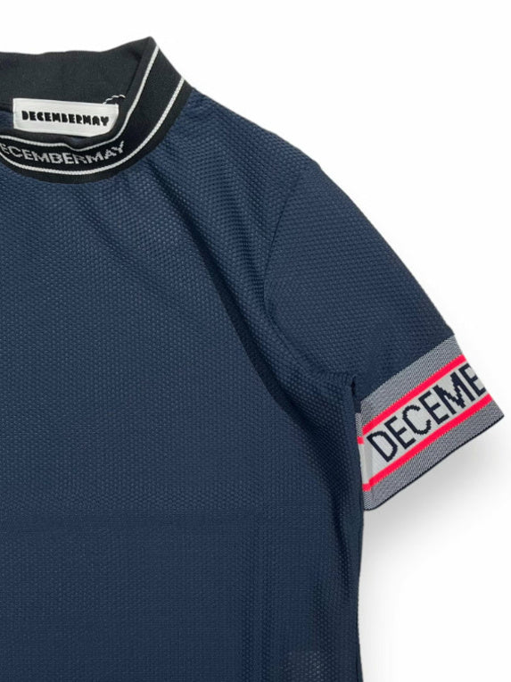 (DECEMBER MAY) Coolness Mesh mockneck / WOMEN  / NAVY