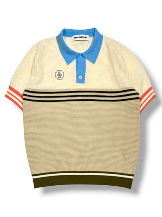 (DECEMBER MAY) Meshknit skipper polo / WOMEN  / BEIGE