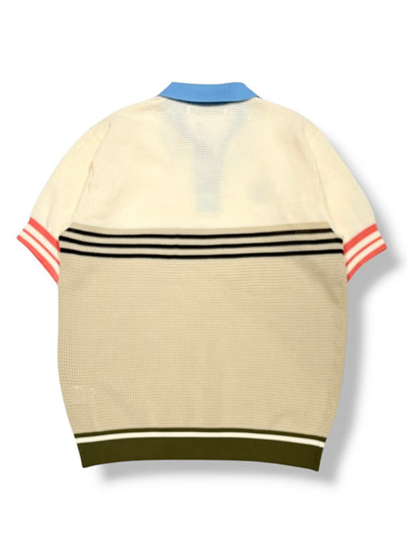 (DECEMBER MAY) Meshknit skipper polo / WOMEN  / BEIGE