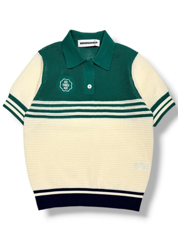 (DECEMBER MAY) Meshknit skipper polo / WOMEN  / GREEN
