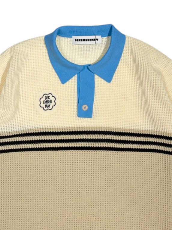 (DECEMBER MAY) Meshknit skipper polo / WOMEN  / BEIGE