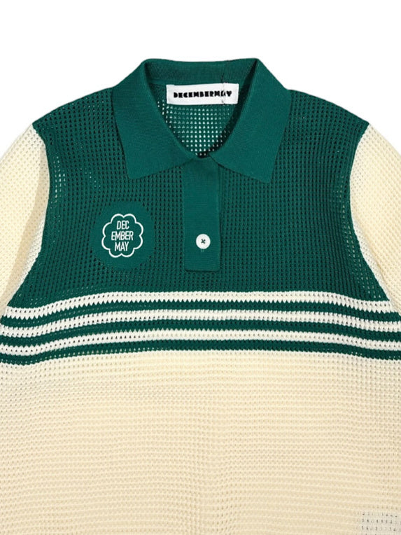 (DECEMBER MAY) Meshknit skipper polo / WOMEN  / GREEN